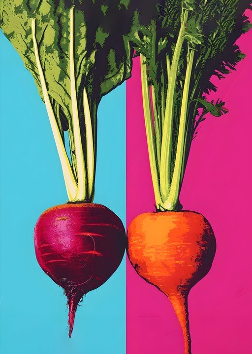 Vibrant Beet and Carrot Duo on Bold Background