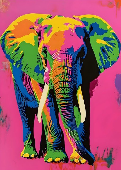 Vibrant Pop Art Elephant Portrait