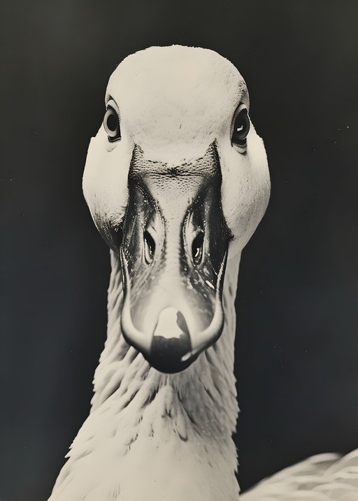 Close-up Portrait of a White Duck