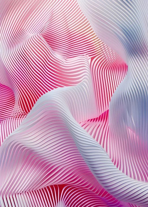Abstract Pink and White Wavy Lines Background