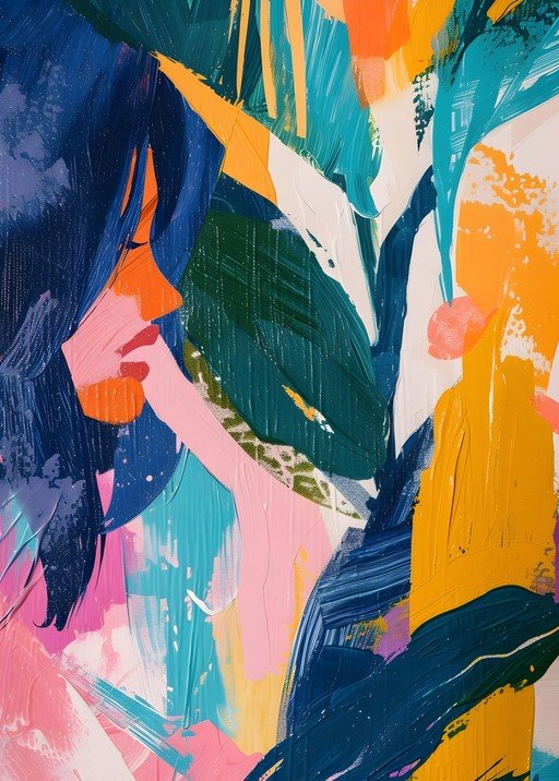 Vibrant Abstract Floral Painting with Bold Brushstrokes