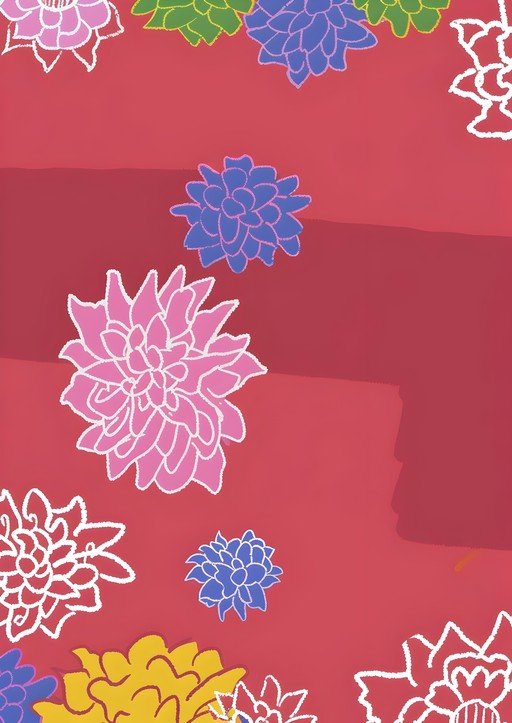 Vibrant Floral Pattern with Chalky Texture