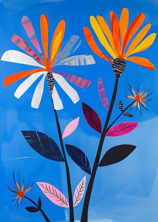 Vibrant Abstract Floral Art with Bold Colors