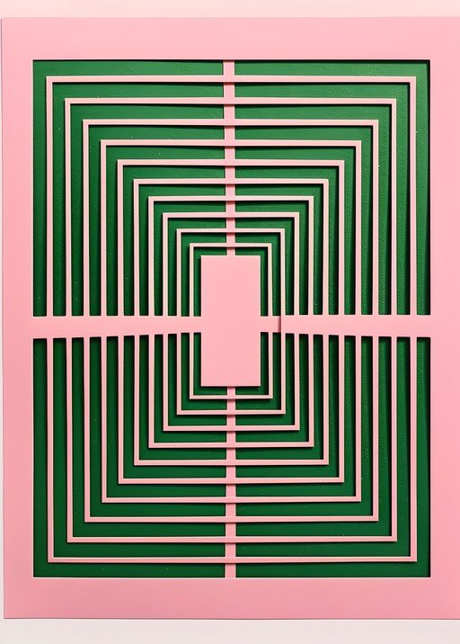 Geometric Pink and Green Abstract Art