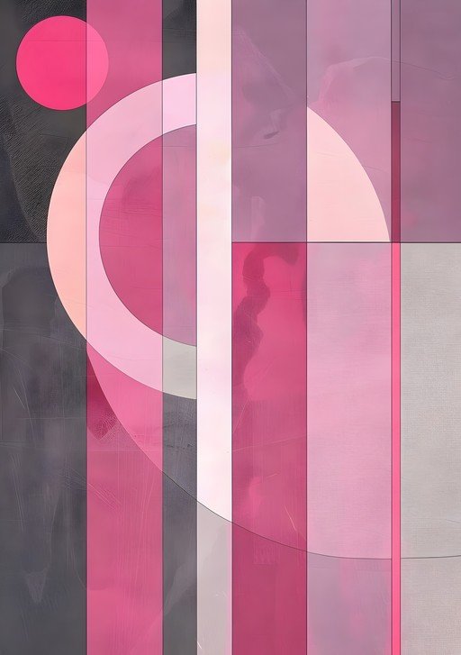 Abstract Geometric Pink and Gray Composition
