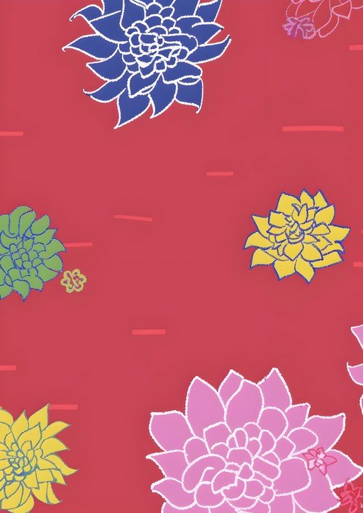 Vibrant Floral Pattern on Red Background