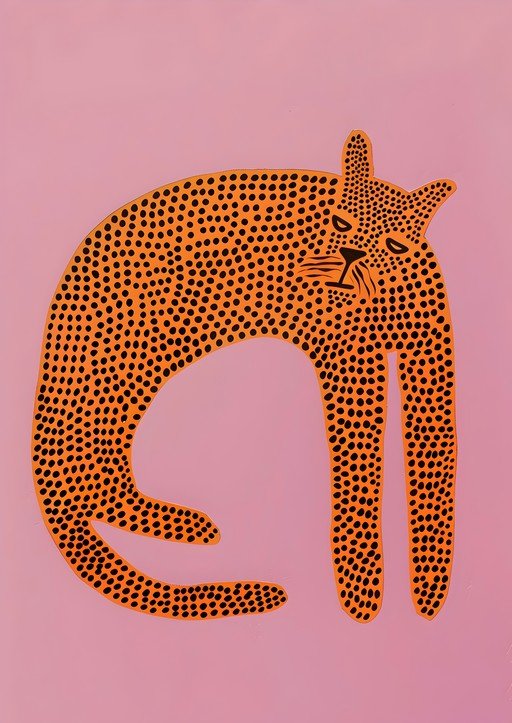 Whimsical Leopard Illustration on Pink Background