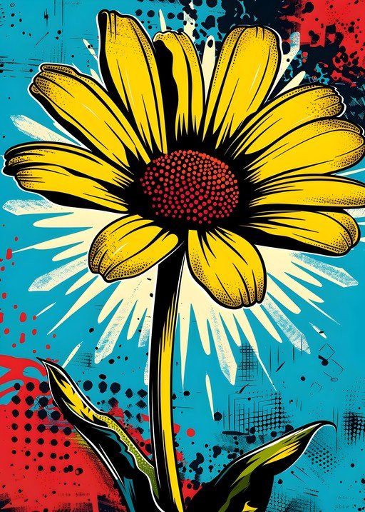 Vibrant Yellow Flower Pop Art