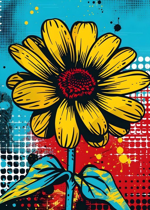 Bold Yellow Sunflower Pop Art