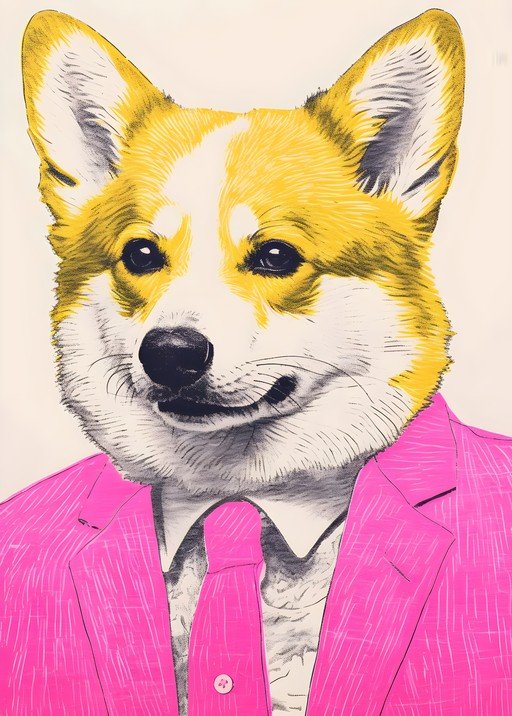 Dapper Corgi in Pink Suit