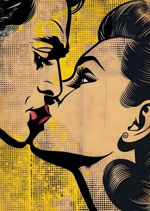 Pop Art Kiss: A Romantic Embrace in Bold Style