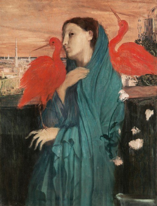 Woman with Scarlet Ibis