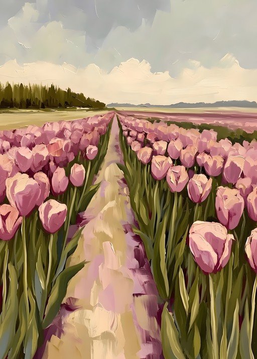 Impressionist Tulip Field Path