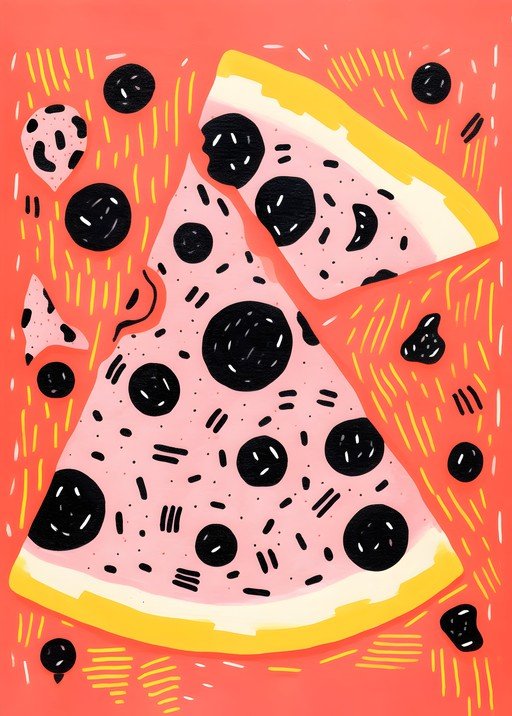 Whimsical Pepperoni Pizza Slices Art