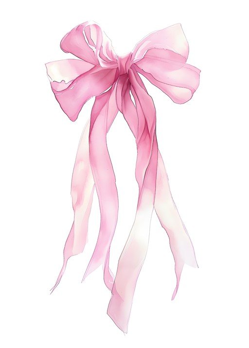 Delicate Pink Ribbon Bow Illustration