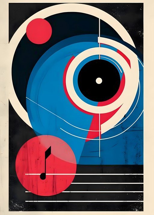 Abstract Geometric Music and Vinyl Record Art