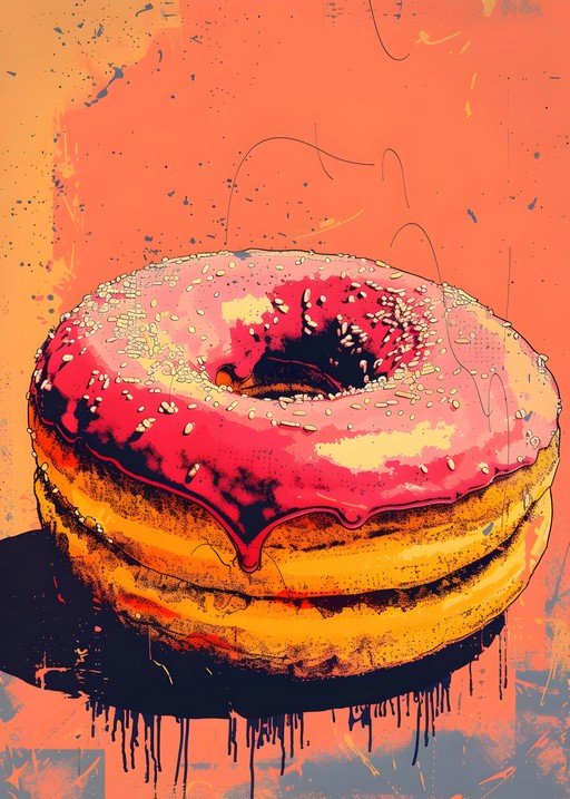 Vibrant Donut Pop Art Illustration