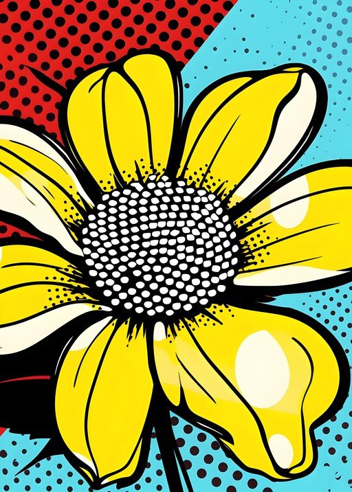 Pop Art Yellow Sunflower with Bold Colors