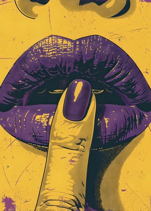 Woman's Lips and Finger in Shushing Gesture