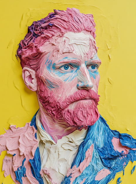 Vincent van Gogh Portrait in Textured Paint