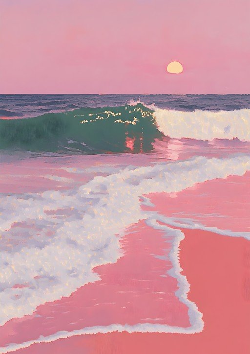 Pastel Sunset Over Gentle Ocean Waves