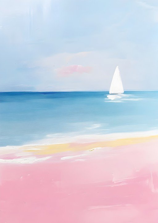 Serene Sailboat on Pink Beach