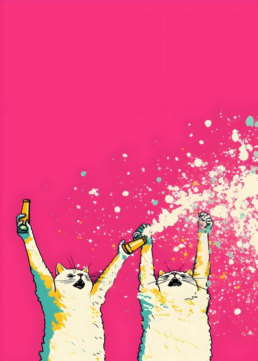 Cats Celebrating with Confetti