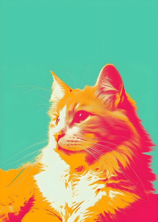 Vibrant Pop Art Portrait of a Ginger Cat