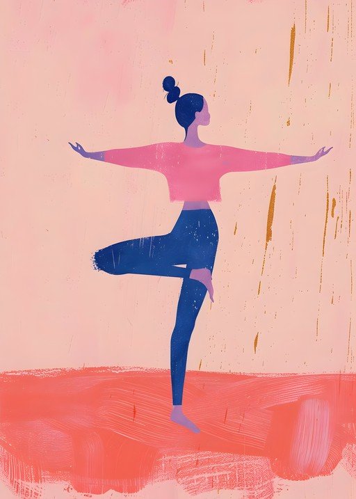 Woman in Tree Pose Yoga Illustration