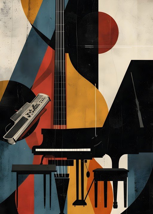 Abstract Musical Instruments Collage