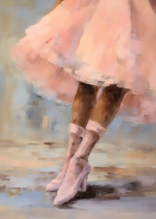 Ballet Dancer's Legs in Pink Tutu and Pointe Shoes