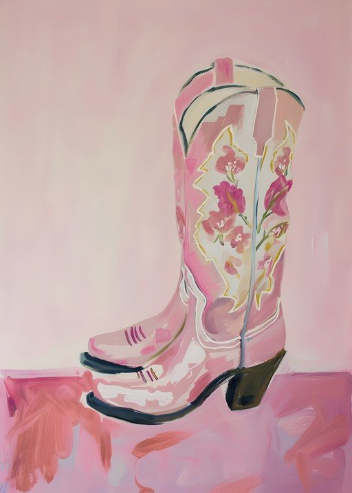 Pink Cowboy Boots with Floral Embroidery