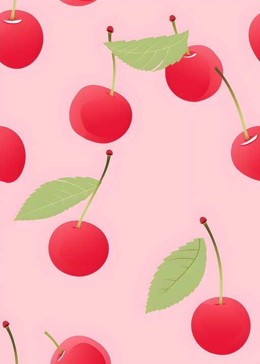 Seamless Cherry Pattern on Pink Background
