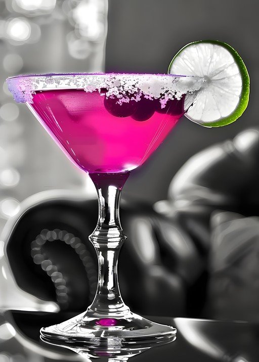 Vibrant Pink Martini with Lime and Berries