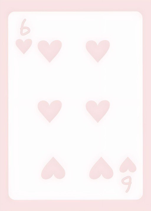 Soft Pink Six of Hearts Playing Card