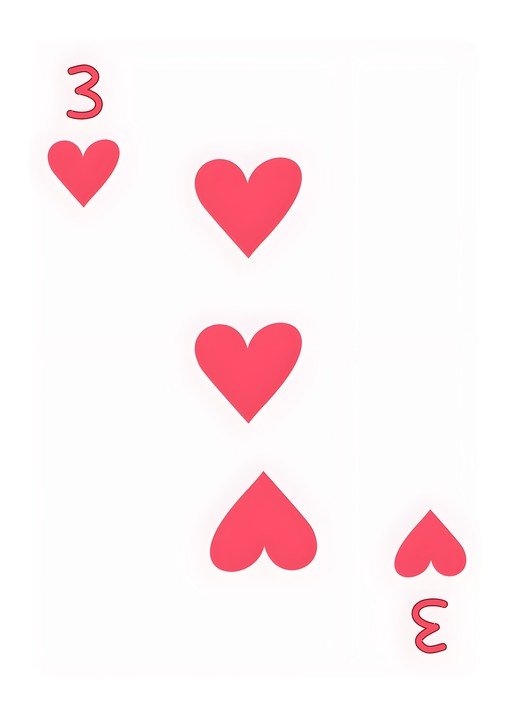 Three of Hearts Playing Card