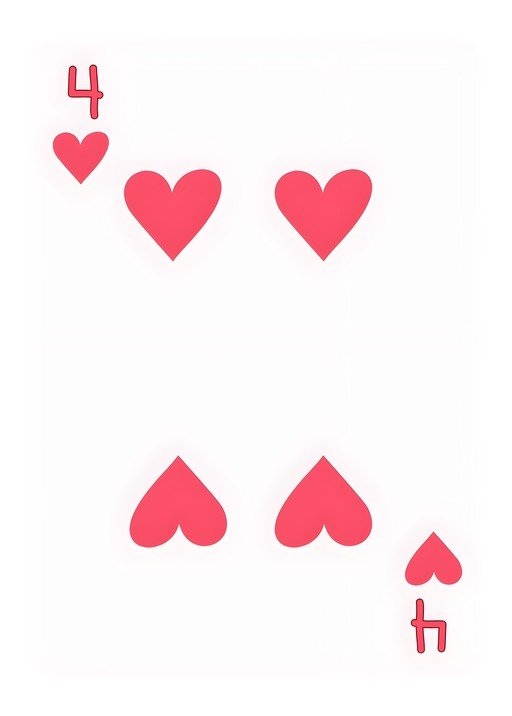 Four of Hearts Playing Card