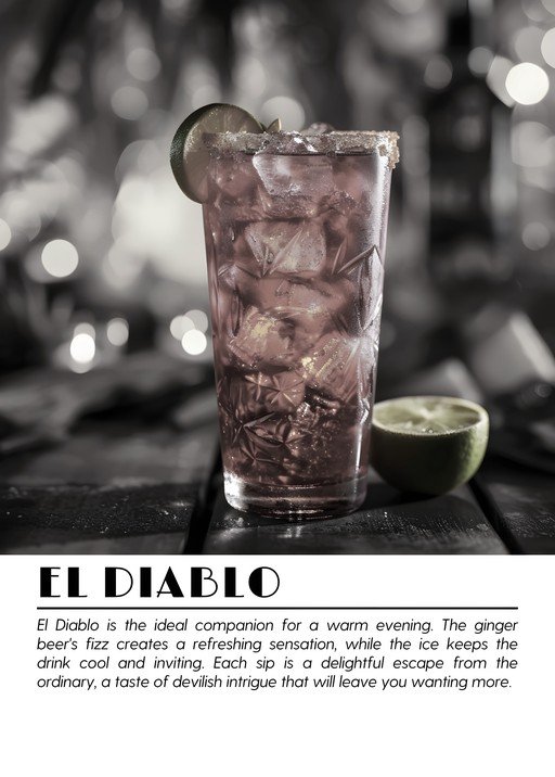 El Diablo Cocktail with Lime and Ice