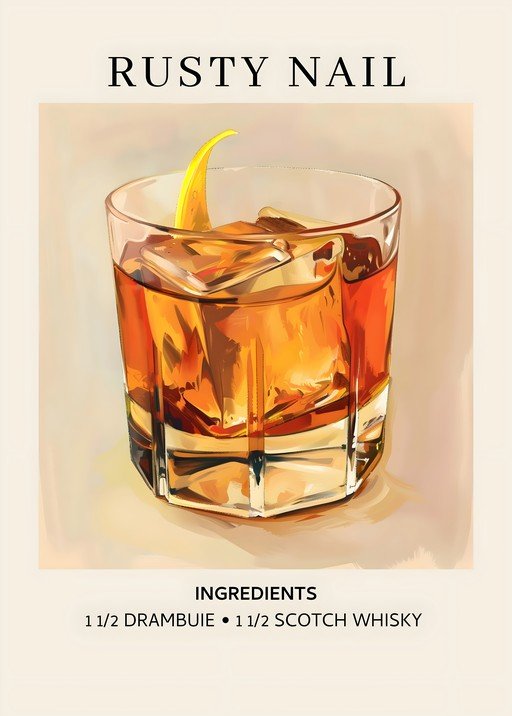 Rusty Nail Cocktail Recipe Illustration