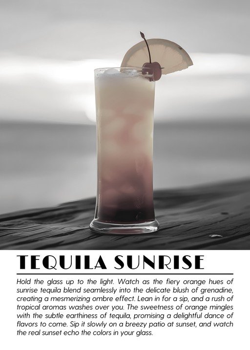 Tequila Sunrise Cocktail with Sunset Ambiance