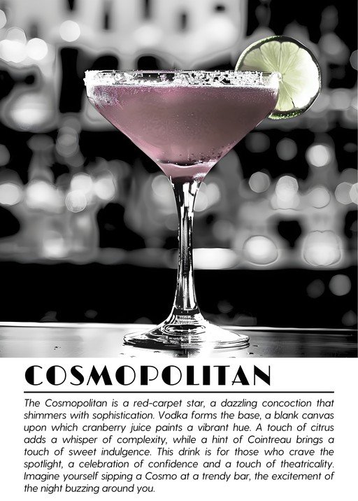Cosmopolitan Cocktail with Lime and Sugar Rim