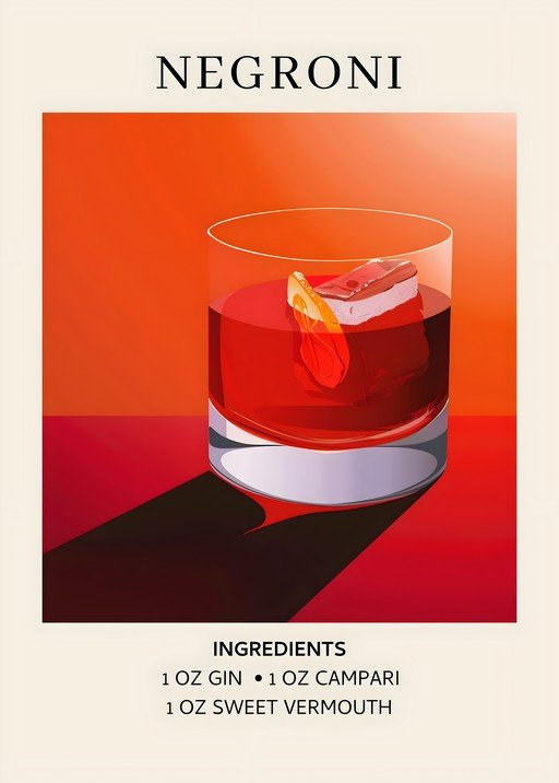 Negroni Cocktail Recipe Poster