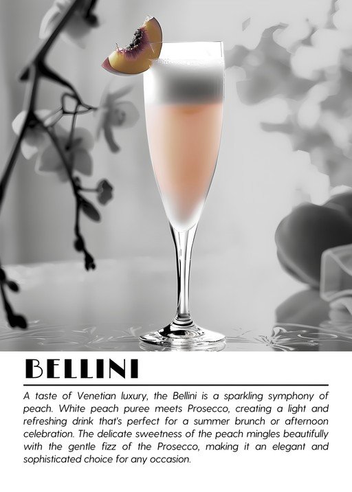 Elegant Bellini Cocktail with Peach Garnish