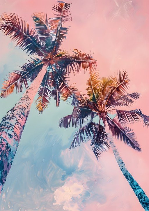 Dreamy Palm Trees Against a Pastel Sky