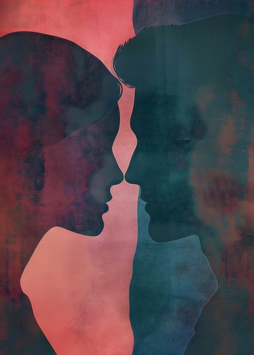 Abstract Couple Silhouette Art