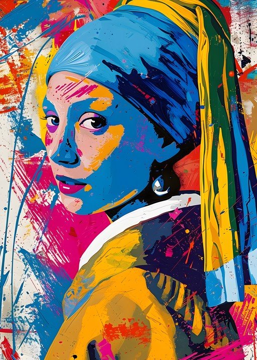 Vibrant Pop Art Portrait of Girl with a Pearl Earring