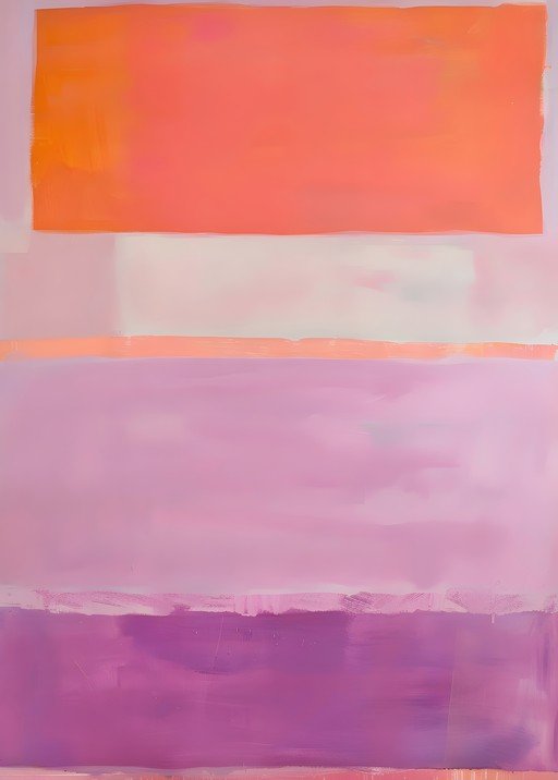 Abstract Color Field Painting with Orange and Pink Hues