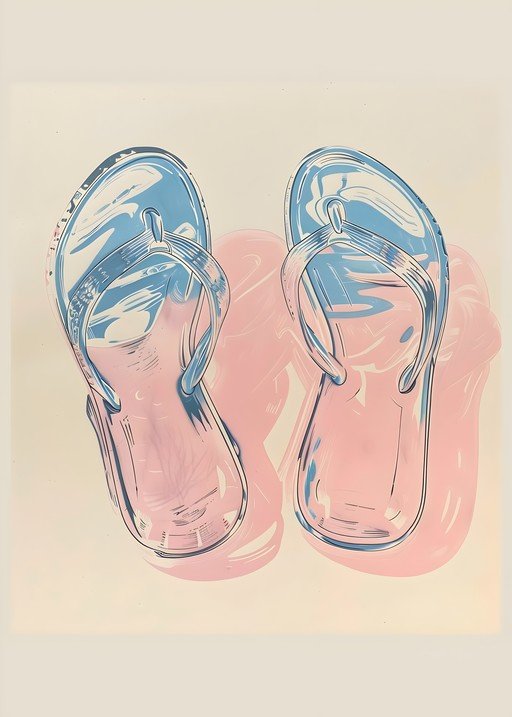 Pop Art Flip-Flops in Blue and Pink