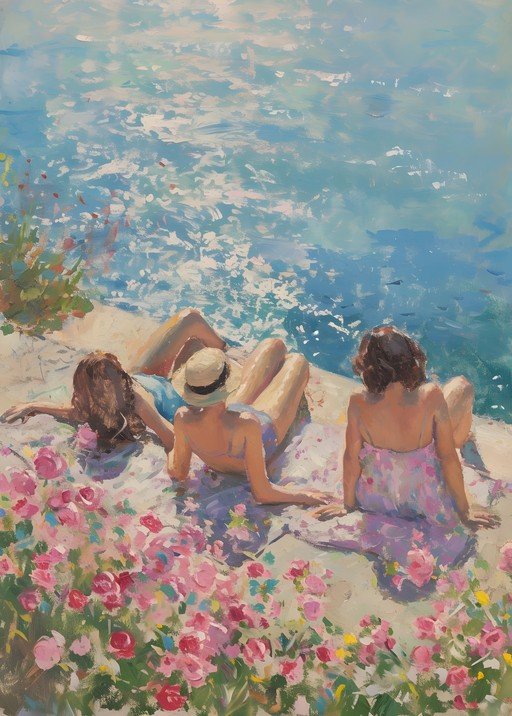 Women Sunbathing by the Water