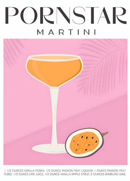 Pornstar Martini Cocktail Recipe and Illustration